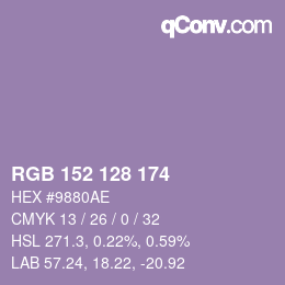 颜色代码: RGB 152 128 174 | qconv.com