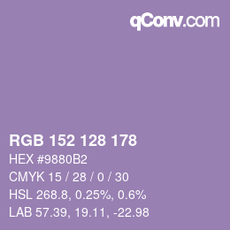 颜色代码: RGB 152 128 178 | qconv.com
