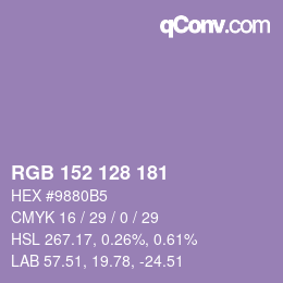 颜色代码: RGB 152 128 181 | qconv.com