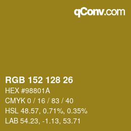 カラーコード: RGB 152 128 26 | qconv.com