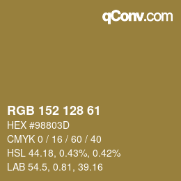 颜色代码: RGB 152 128 61 | qconv.com