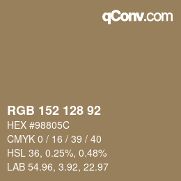 カラーコード: RGB 152 128 92 | qconv.com