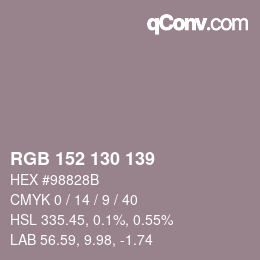 Farbcode: RGB 152 130 139 | qconv.com