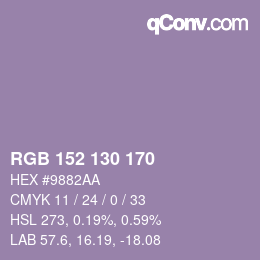 颜色代码: RGB 152 130 170 | qconv.com