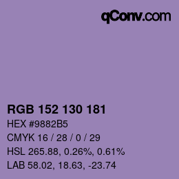 Color code: RGB 152 130 181 | qconv.com