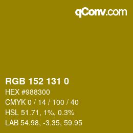 Color code: RGB 152 131 0 | qconv.com