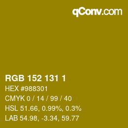 颜色代码: RGB 152 131 1 | qconv.com