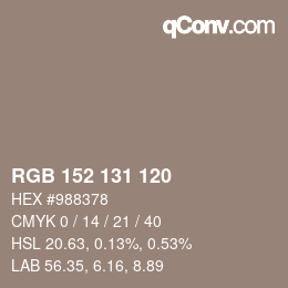 カラーコード: RGB 152 131 120 | qconv.com