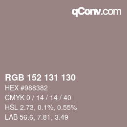 Farbcode: RGB 152 131 130 | qconv.com