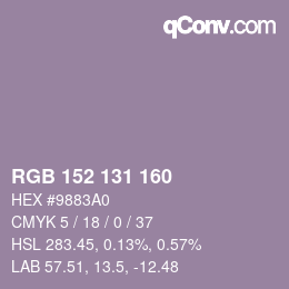 颜色代码: RGB 152 131 160 | qconv.com