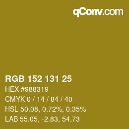 Color code: RGB 152 131 25 | qconv.com