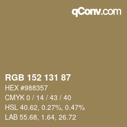 カラーコード: RGB 152 131 87 | qconv.com