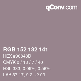 Color code: RGB 152 132 141 | qconv.com