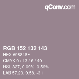 Farbcode: RGB 152 132 143 | qconv.com