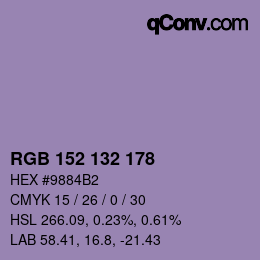 Color code: RGB 152 132 178 | qconv.com