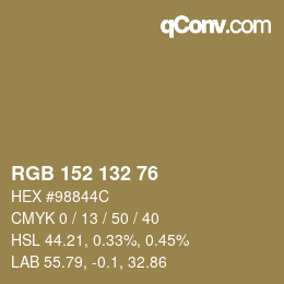 カラーコード: RGB 152 132 76 | qconv.com