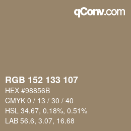 Color code: RGB 152 133 107 | qconv.com