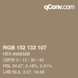 Color code: RGB 152 133 107 | qconv.com