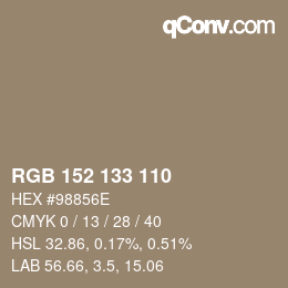 Farbcode: RGB 152 133 110 | qconv.com