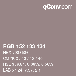 Color code: RGB 152 133 134 | qconv.com