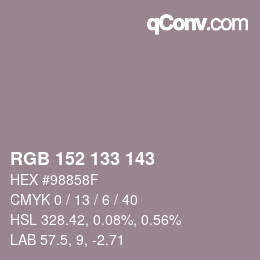 Código de color: RGB 152 133 143 | qconv.com