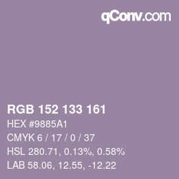 Color code: RGB 152 133 161 | qconv.com