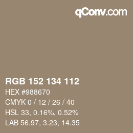 カラーコード: RGB 152 134 112 | qconv.com