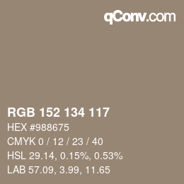 Color code: RGB 152 134 117 | qconv.com