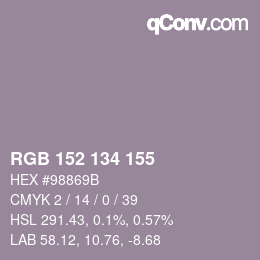 Color code: RGB 152 134 155 | qconv.com