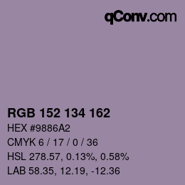 Color code: RGB 152 134 162 | qconv.com