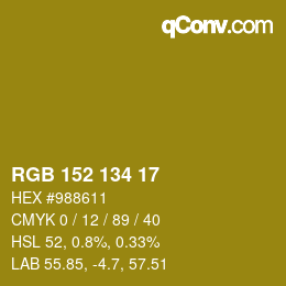 Color code: RGB 152 134 17 | qconv.com