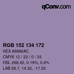 Color code: RGB 152 134 172 | qconv.com