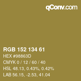 カラーコード: RGB 152 134 61 | qconv.com