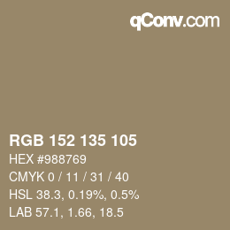 カラーコード: RGB 152 135 105 | qconv.com