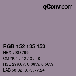 Color code: RGB 152 135 153 | qconv.com