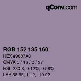 カラーコード: RGB 152 135 160 | qconv.com