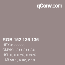Color code: RGB 152 136 136 | qconv.com
