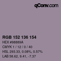 Color code: RGB 152 136 154 | qconv.com