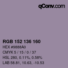 Color code: RGB 152 136 160 | qconv.com