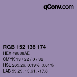 Color code: RGB 152 136 174 | qconv.com