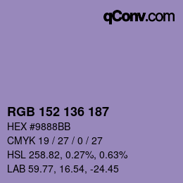 Color code: RGB 152 136 187 | qconv.com