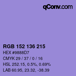 Color code: RGB 152 136 215 | qconv.com