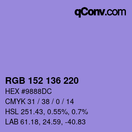 Color code: RGB 152 136 220 | qconv.com