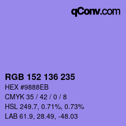 Color code: RGB 152 136 235 | qconv.com