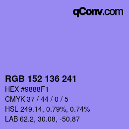 Color code: RGB 152 136 241 | qconv.com