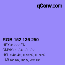 Color code: RGB 152 136 250 | qconv.com
