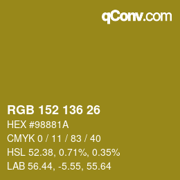 Color code: RGB 152 136 26 | qconv.com