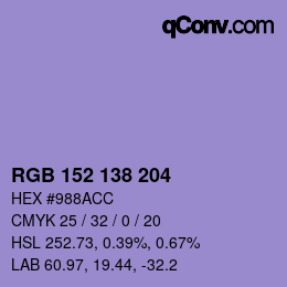 Farbcode: RGB 152 138 204 | qconv.com