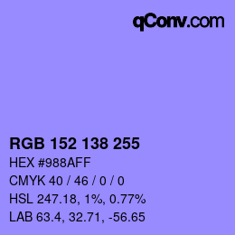 Color code: RGB 152 138 255 | qconv.com
