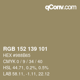 Código de color: RGB 152 139 101 | qconv.com
